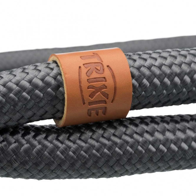 Trixie BE NORDIC Zug-Stopp-Halsband – Rund gewebtes Tau, Stufenlos verstellbar, Schwarz/Sand/Petrol/Dunkelgrau