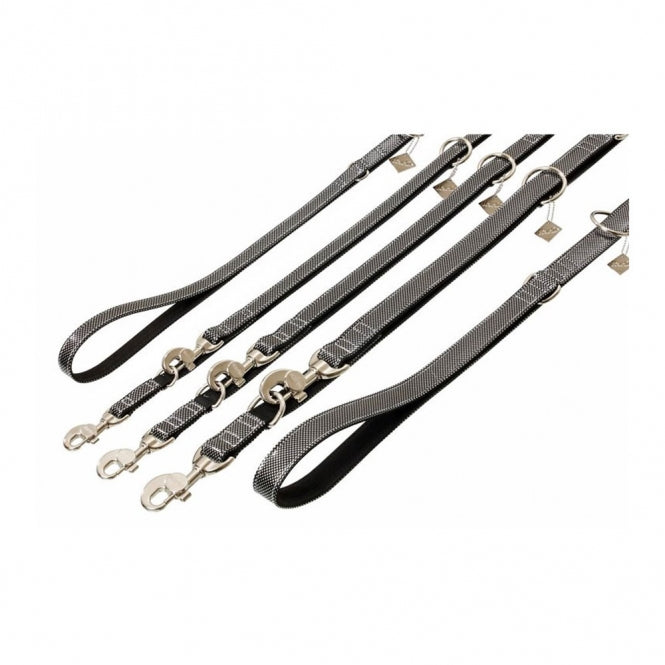 Karlie Buffalo Ultra Führleine Black & White – Wasserabweisendes Büffelleder mit Aluminium-Karabiner