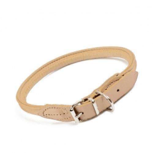 Hunter Halsband Round & Soft Petit – Rundgenähtes Elchleder-Halsband, Hellbraun