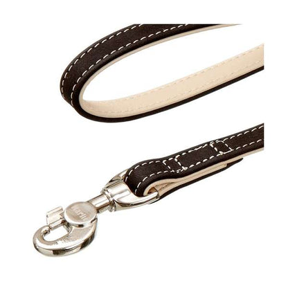 Karlie Buffalo Ultra Leine – Elegante Büffellederleine mit Aluminium-Karabiner, Schwarz/Hellbeige