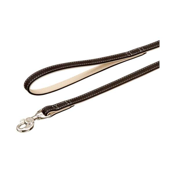 Karlie Buffalo Ultra Leine – Elegante Büffellederleine mit Aluminium-Karabiner, Schwarz/Hellbeige