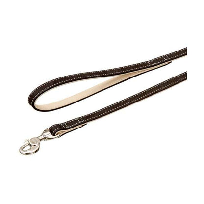 Karlie Buffalo Ultra Leine – Elegante Büffellederleine mit Aluminium-Karabiner, Schwarz/Hellbeige