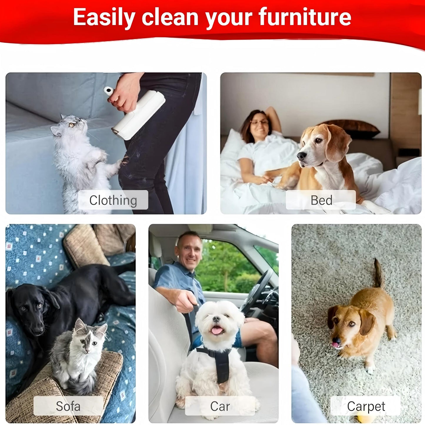 Tierhaarentferner Fusselrolle, Fusselrolle für Hundehaare und Katzenhaare Wiederverwendbar, Fusselbürste für Tierhaar, für Sofa, Bett, Teppich, Kratzbaum, weiß