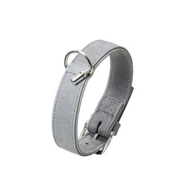 Karlie BUFFALO DENIM Halsband – Kalbsleder Grau, verchromt