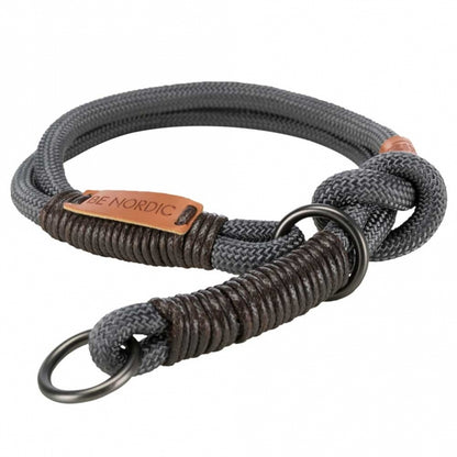 Trixie BE NORDIC Zug-Stopp-Halsband – Rund gewebtes Tau, Stufenlos verstellbar, Schwarz/Sand/Petrol/Dunkelgrau
