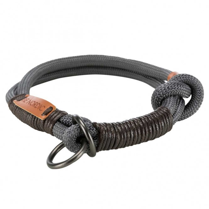 Trixie BE NORDIC Zug-Stopp-Halsband – Rund gewebtes Tau, Stufenlos verstellbar, Schwarz/Sand/Petrol/Dunkelgrau