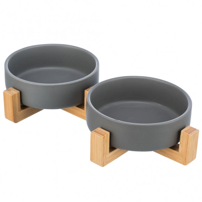 Trixie Napf-Set aus Keramik & Holz – Modernes Design für Futter und Wasser