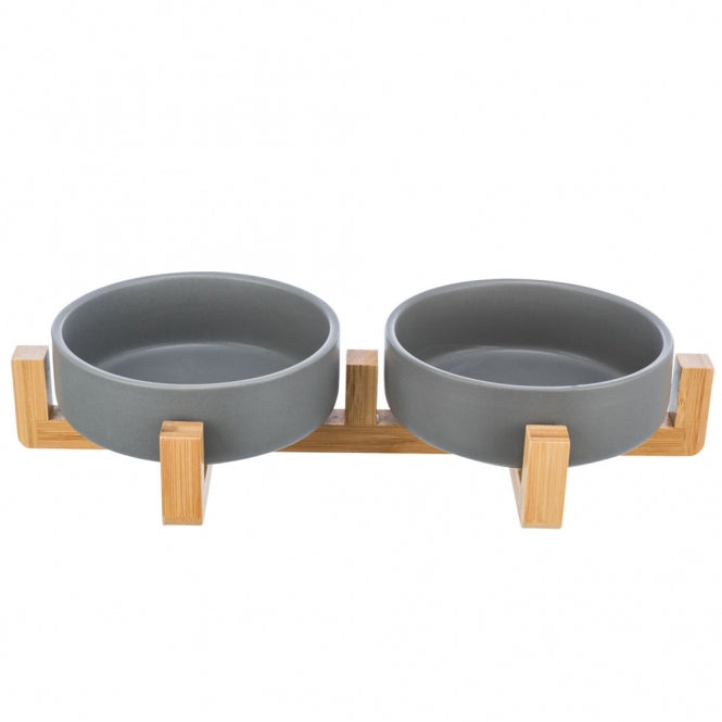 Trixie Napf-Set aus Keramik & Holz – Modernes Design für Futter und Wasser