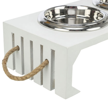 Trixie BE NORDIC Napf-Set – MDF/Edelstahl, Futterstation mit geräuscharmen Edelstahl-Näpfen
