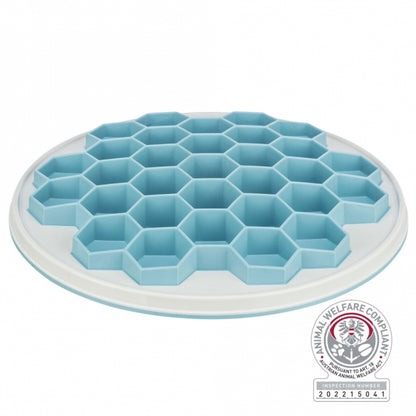 Trixie Slow Feeding Futterplatte Hive – Anti-Schling Napf für Hunde, Ø 30 cm, Grau/Blau