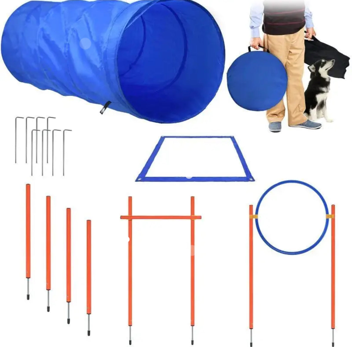 Agility-Set für Hunde – Mit Hürden, Tunnel & Tragetasche