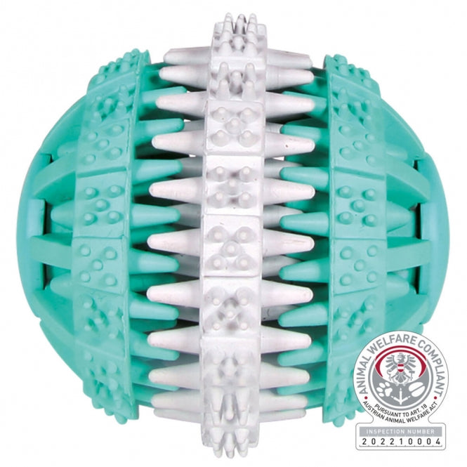 Trixie Denta Fun Ball – Zweifarbig, Naturgummi mit Minzgeschmack, 6 cm