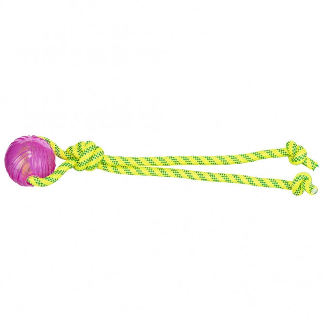 Trixie Spieltau mit TPR Ball – Schwimmfähiges Hundespielzeug aus Polyester & TPR, ca. ø 6 × 40 cm