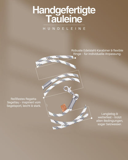Tauwerk-Hundeleine – Schwarz/Weiß 8mm
