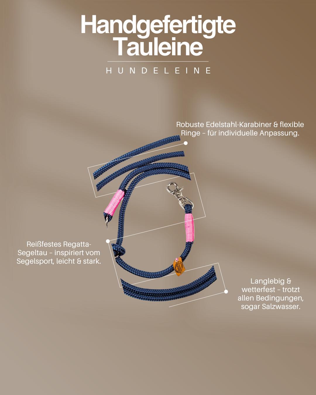 Tauwerk-Hundeleine – Robuste & maritime Leine in Marineblau 10mm