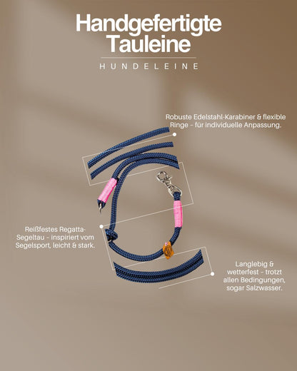 Tauwerk-Hundeleine – Robuste & maritime Leine in Marineblau 10mm
