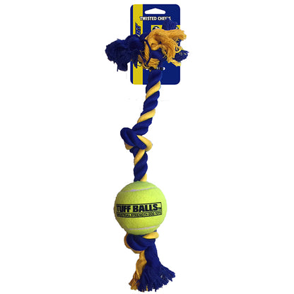 PETSPORT Mini-3-Knotenseil mit Ball – Robustes Baumwollseil und Tennisball, 30 cm