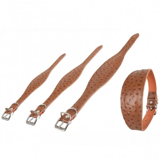 Karlie Windhund-Halsband Ventus – Kalbsleder mit Straußenlederprägung und Vintage Leder