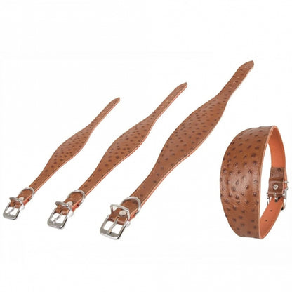 Karlie Windhund-Halsband Ventus – Kalbsleder mit Straußenlederprägung und Vintage Leder